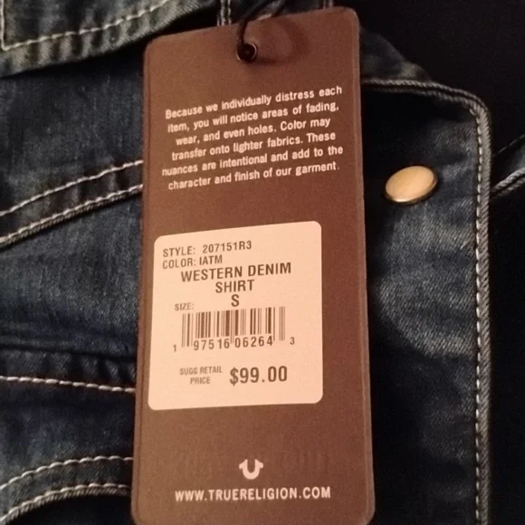 NWT True Religion denim top - Picture 4 of 8